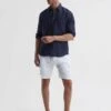 Reiss Navy Caroubis Vilebrequin Linen Shirt -Style Trend Shop 911 443s