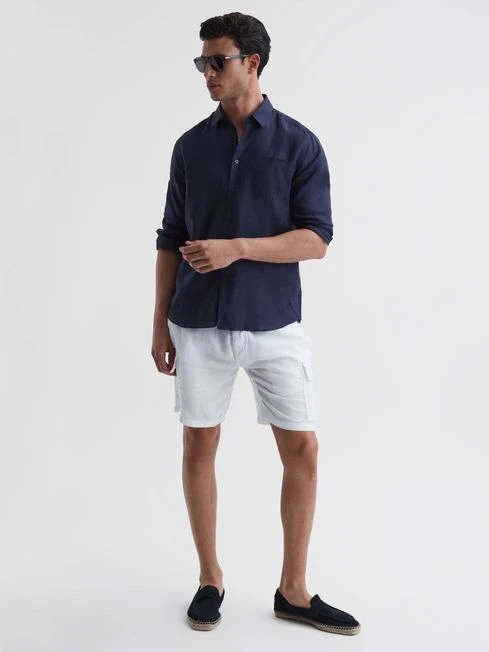 Reiss Navy Caroubis Vilebrequin Linen Shirt 3 Reiss Navy Caroubis Vilebrequin Linen Shirt