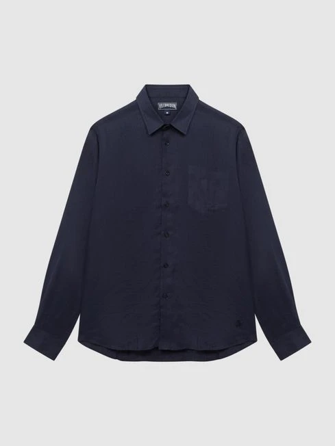 Reiss Navy Caroubis Vilebrequin Linen Shirt 4 Reiss Navy Caroubis Vilebrequin Linen Shirt - Image 2