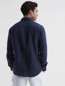 Reiss Navy Caroubis Vilebrequin Linen Shirt 11 Reiss Navy Caroubis Vilebrequin Linen Shirt -Style Trend Shop 911 443s4