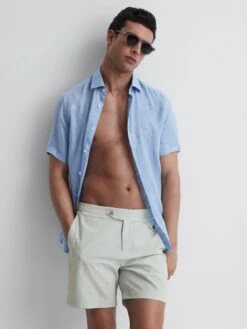 Reiss Green Clipper Hemingsworth Seersucker Swim Shorts -Style Trend Shop 958 949s5