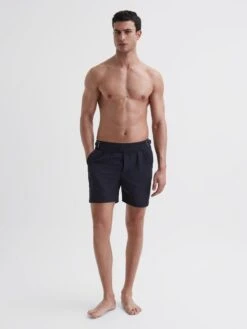 Reiss Navy Kulbir Gurka Hemingsworth Front Pleat Swim Shorts