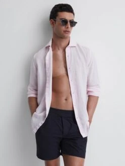 Reiss Navy Kulbir Gurka Hemingsworth Front Pleat Swim Shorts -Style Trend Shop 960 110s5