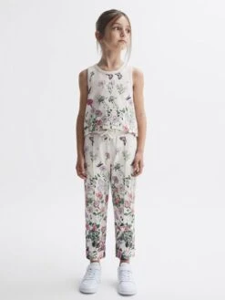 Reiss Pink Print Kemi Junior Floral Print Drawstring Joggers -Style Trend Shop 960511s3