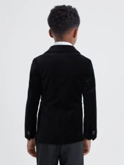 Reiss Black Ace Junior Velvet Single Breasted Blazer -Style Trend Shop 975241s5