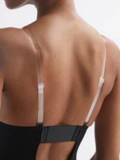 Reiss Black Spanx Shapewear Plunge Low-Back Mid-Thigh Bodysuit -Style Trend Shop 985 789s3