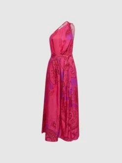 Reiss Pink Mila One Shoulder Paisley Maxi Dress -Style Trend Shop 990813s2