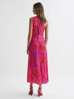 Reiss Pink Mila One Shoulder Paisley Maxi Dress -Style Trend Shop 990813s4