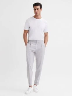 Reiss Grey Brighton Pleat Front Trousers -Style Trend Shop A10221s3