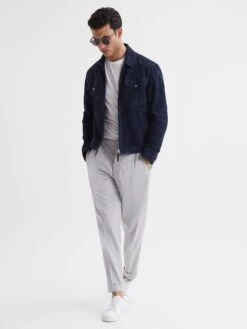 Reiss Grey Brighton Pleat Front Trousers -Style Trend Shop A10221s6