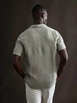 Reiss Sage Rufus Slim Fit Linen Cuban Collar Shirt 10 Reiss Sage Rufus Slim Fit Linen Cuban Collar Shirt -Style Trend Shop A11 833s4