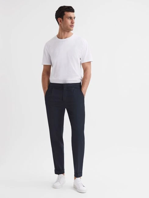Reiss Navy Brighton Pleat Front Trousers 5 Reiss Navy Brighton Pleat Front Trousers - Image 3