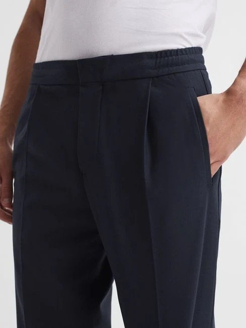 Reiss Navy Brighton Pleat Front Trousers 6 Reiss Navy Brighton Pleat Front Trousers - Image 4