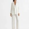 Reiss White Tatum Petite Crepe Double Breasted Blazer -Style Trend Shop A11 852s