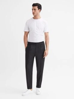 Reiss Black Brighton Pleat Front Trousers -Style Trend Shop A11 962s3