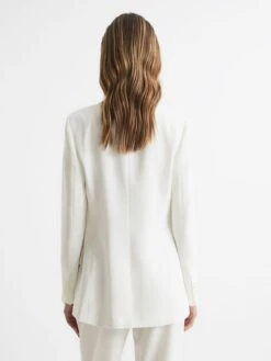 Reiss White Tatum Petite Crepe Double Breasted Blazer -Style Trend Shop A11852s5