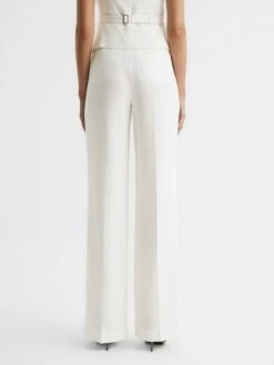 Reiss White Tatum Petite Crepe Wide Leg Trousers -Style Trend Shop A11961s5