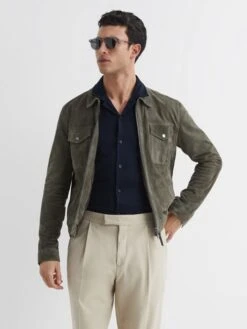 Reiss Navy Caspa Mercerised Jersey Cuban Collar Shirt -Style Trend Shop A34 576s6