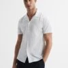 Reiss White Caspa Mercerised Jersey Cuban Collar Shirt