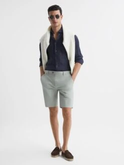 Reiss Navy Ruban Linen Long Sleeve Shirt -Style Trend Shop A76 402s6