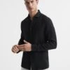 Reiss Black Ruban Linen Long Sleeve Shirt -Style Trend Shop A76 403s