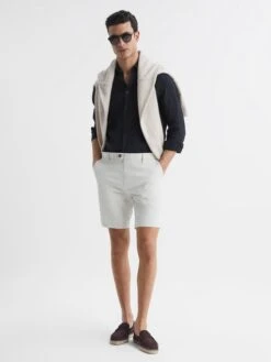 Reiss Black Ruban Linen Long Sleeve Shirt -Style Trend Shop A76 403s6