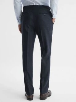 Reiss Navy Dunn Textured Slim Fit Trousers -Style Trend Shop A76322s5