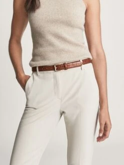 Reiss Caramel Molly Leather Croc Embossed Belt -Style Trend Shop A85478s4