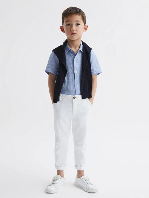 Reiss Soft Blue Holiday Junior Short Sleeve Linen Shirt 8 Reiss Soft Blue Holiday Junior Short Sleeve Linen Shirt - Image 6