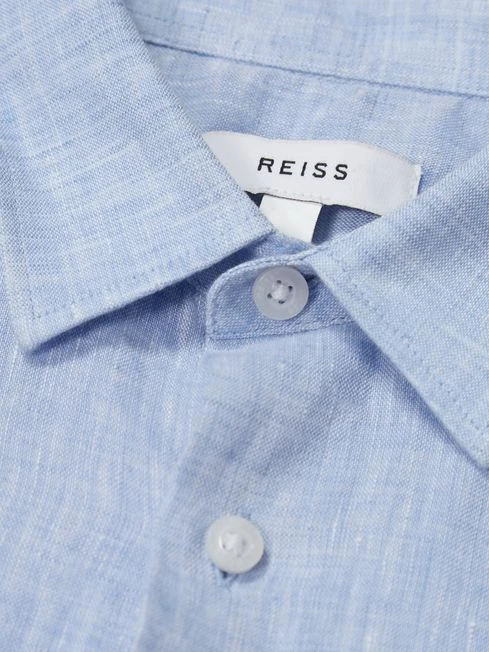 Reiss Soft Blue Holiday Junior Short Sleeve Linen Shirt 9 Reiss Soft Blue Holiday Junior Short Sleeve Linen Shirt - Image 7