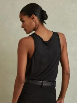 Reiss Black Riley Silk Front Vest -Style Trend Shop A90204s4