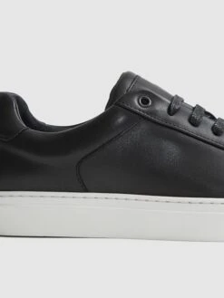 Reiss Black Ashley Leather Trainers -Style Trend Shop A93392s7