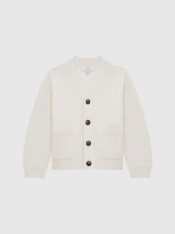 Reiss Ecru Chile Senior Wool Blend Cardigan -Style Trend Shop A97 639s2