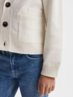 Reiss Ecru Chile Senior Wool Blend Cardigan -Style Trend Shop A97 639s4