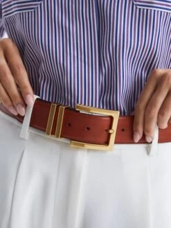 Reiss Tan Brompton Leather Belt -Style Trend Shop A99022s3