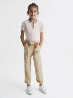 Reiss Pink Eliza Senior Lace Back Polo