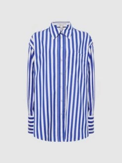 Reiss Blue/White Emma Relaxed Fit Striped Cotton Shirt 10 Reiss Blue/White Emma Relaxed Fit Striped Cotton Shirt -Style Trend Shop C06306s2