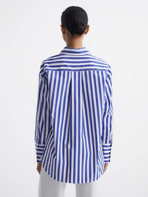 Reiss Blue/White Emma Relaxed Fit Striped Cotton Shirt 7 Reiss Blue/White Emma Relaxed Fit Striped Cotton Shirt - Image 5