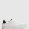 Reiss White/Black Ashley Perf Leather Contrast Sole Trainers -Style Trend Shop C07 390s