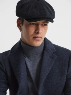 Reiss Navy Arbor Wool Baker Boy Cap -Style Trend Shop C09482s2
