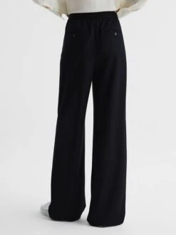 Reiss Navy Lena Wide Leg Elasticated Waist Trousers -Style Trend Shop C19 069s5