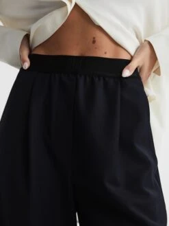 Reiss Navy Lena Wide Leg Elasticated Waist Trousers -Style Trend Shop C19 069s7