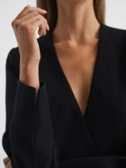 Reiss Black Margeaux Collarless Double-Breasted Blazer -Style Trend Shop C19628s4