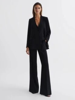 Reiss Black Margeaux Collarless Double-Breasted Blazer -Style Trend Shop C19628s7