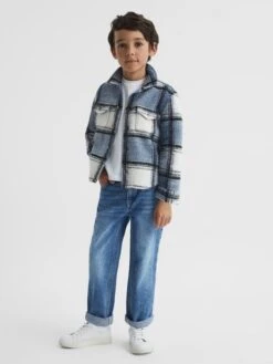 Reiss Blue Belair Junior Checked Overshirt -Style Trend Shop C20843s3