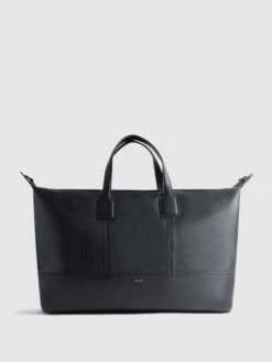 Reiss Black Carter Leather Holdall