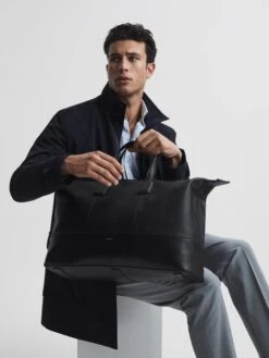 Reiss Black Carter Leather Holdall -Style Trend Shop C25810s3