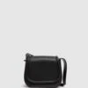 Reiss Black Cleo Leather Saddle Bag -Style Trend Shop C28545s