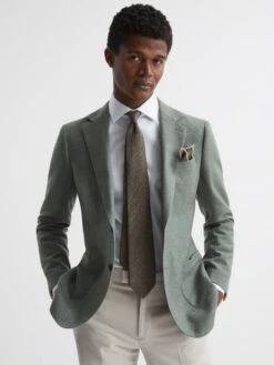 Reiss Dark Brown Melange Saturn Wool-Silk Blend Tie -Style Trend Shop C30671s2