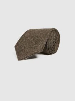 Reiss Dark Brown Melange Saturn Wool-Silk Blend Tie -Style Trend Shop C30671s3